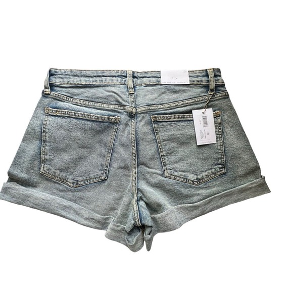 WEWOREWHAT Low Rise Rolled Shorty Stretch Denim Light Vintage Blue Size 26 - Picture 2 of 7